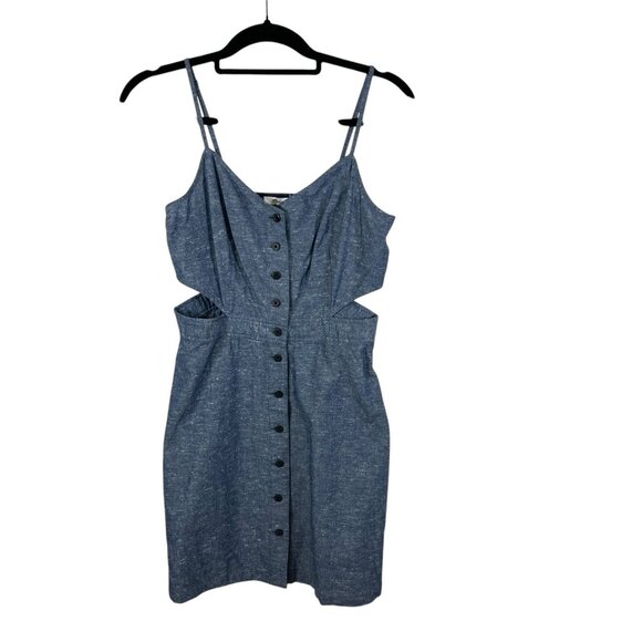 NWT MADEWELL J CREW Cotton Chambray Cutout Cami Mini Dress Sz 6 Button Front